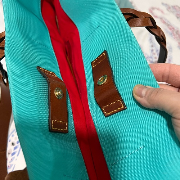 Dooney & Bourke Aqua Tote with Brown Accents - Picture 8 of 12
